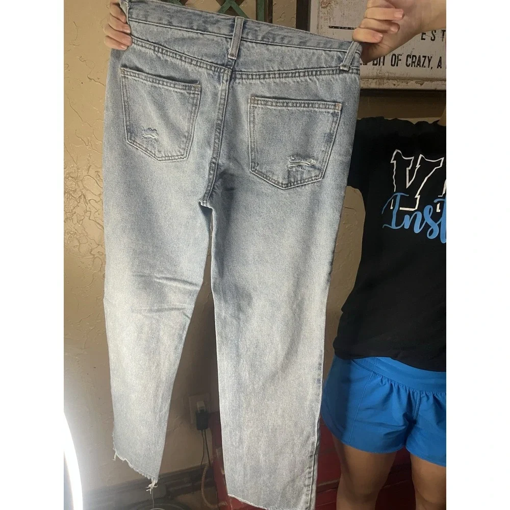 Arizona Jeans Women's Sz 0 High‎ Rise Vintage Straight Button Fly Distressed